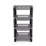 FRENYEAR Multipurpose Plastic Basket for Office Rack Use | Plastic Office Files Storge Letter,Document Desk Store File Basket for Office, Hospital, Library (Rectangle, Grey) (4- LAYER)