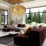 ARCHDECOME K9 Glass Crystal Pineapple Shape Chandelier for Living Room with 3 Color 40W LED Lights for Home and Decoration