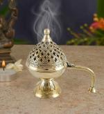 Home PurifyingZS Impex Brass Dhuna Loban Burner Dhooni Dhoop Dani Dhuni Brass Table Dhoop Dani Incense Burner For Loban. (DOMsml)