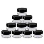 Imaashi 8 Gram Acrylic Refillable Cosmetic Empty Sample Jars/Containers Leak Proof Pot Jars with Black Lids for Lotion, Cream, Cosmetics, Sugar Scrub, Body Butters, Makeup & Beauty Products- Pack of 5