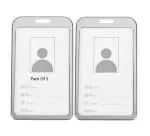 Shining Zon Natural Hard Metal Aluminum Alloy PVC ID Card Holder Badge with Scratch Guard for Office ID Cards Only (Silver Vertical - 5)