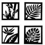 LaxzorInc Pine wood laser cut wall art set of 4 black finish
