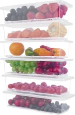 BELLERBIRD 6 PCS Fridge Storage Box Containers Plastic Freezer Fish Meat Vegetables Fruits - 1500 ml Plastic Fridge Container (Pack of 6, White)