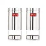 HAZEL Stainless Steel see Through Storage Containers | Refrigerator Storage Container | Stainless Steel Container for Kitchen Storage Set of 2, 500 ML, Silver