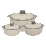 JAYPEE HOTFEAST Inner Stainless Steel Casserole Set of 3 (800+1200+1500 ml), BPA Free Insulated casserole Set ,Coffee