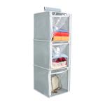 PrettyKrafts 3 Tier Closet Wardrobe Organizer for Clothes Storage Grey