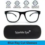 Sparkle Eye Blue Rays/ Light Blocking spectacles, Glasses, Computer Reading/Gaming/TV/Phones Glasses for Unisex/Women Men,Anti Eyestrain & UV Glare (Zero Power)