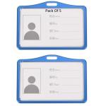 Shining Zon Natural Hard Metal Aluminum Alloy PVC ID Card Holder Badge with Scratch Guard for Office ID Cards Only (Blue Horizontal - 5)