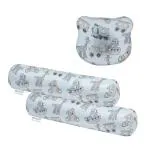 Rise & Shine Memory foam Infant Head shaping Pillow with 2 Baby Bolsters for side support, Washable outer cover - White