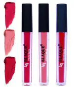 bq BLAQUE Matte Liquid Lipstick Combo of 3 Lip Color # 104-107-109 (Ruby Red, Coral Peach, Dark Pinkish Red, 12 ml)