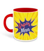 Whats Your Kick Super Maa Design Printed Red Ceramic Coffee Mug and Tea Mug 325ml