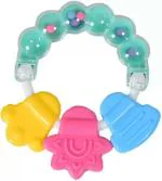 Softlia Natural Silicone Teether for Babies, Non-Toxic Food Grade, BPA-Free Infants, Gel Safe Easy Teething & Chewy Game Toys for 3 Months + Baby's teether and Rattle Teether (Multicolor)