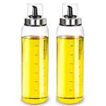 P-Plus International Glass Oil Dispenser Bottle with Lid, 500 Milliliters Pack of 2