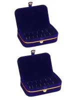 atorakushon Velvet Jewellery accessories Vanity Storage Earrings Studs Box Ring Box For Women's Pack of 2 ( Blue )