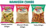 Easy Fun Namkeen Combo 600gm: Khatta meetha 200 gm, Bikaneri Bhujia 200gm, Tasty 200gm