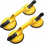 NEWHANDTOOLS Yellow Glass Suction Cups Aluminum Vacuum Plate Handle Glass Holder Hooks To Lift Large Glass/Floor Gap Fixer/Tile Suction Cup Lifter/Moving Glass/Pad For Lifting/Dent Puller (2 Pack) Lever Tool (32 Cm) Lever Tool (10 Cm)
