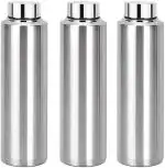 BAHURANI Leakproof Silver Steel Water Bottle 1000 ml (Pack of 3)