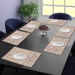 Dakshya Industries PVC Pack Of 6 Rose Rectangle Shape Cutwork Design For Kitchen, Restaurant, Dining Table mats and Dressing Table mats (Gold )