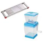 FIRST FRONT Vegetables Plastic Onion Chopper With Stainless Steel Jumbo Slicer Multipurpose Potato/Onion Slicer and Vegetable Slicer & Multicolour, Pack of 2