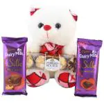 SurpriseForU Chocolate Gift Pack With Beautiful Muffler Teddy Bear | Chocolate Gift | Chocolate Basket Hamper | 558