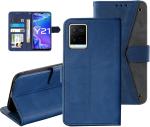 Autofocus Faux Leather Back Case Flip Cover for Vivo Y21, Vivo Y21 2021 with ID Card Slot | Foldable Stand | 2 Card Slot | 1 Cash Slot | Magnetic Closure - Executive Blue, 23003