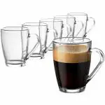 Transparent Clear Coffee Mug with Handle, Warm and Cold Beverage Mugs, Glass Cups (6PCS)