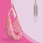 NHR New Born Baby Cotton Hanging Cradle Jhula with Mosquito Net and Spring for Baby Boy & Girl