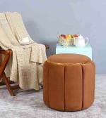 Shadowkart Pouffes Sitting Stool for Living Room Mudda Puffy Wooden Ottoman Stools Poof Footstool Dressing Table Pouf for Office Home Decor, 18x18x17 Inch, Mouse