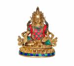 Idol Collections Multicolor Brass Kuber Idol Kubera Figurine Home Decor Showpiece