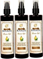 Herbal Khadi Herbal Hair Oil, Natural Cold Pressed Castor Oil for Hair Growth and Skin Care, Eyebrow Eyelash & Nails care Pack of 3
