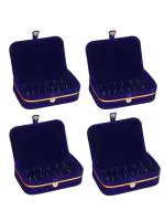 atorakushon Velvet Jewellery accessories Vanity Storage Earrings Studs Box Ring Box For Women's Pack of 4 Blue
