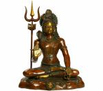 Idol Collections Gold, Brown Brass Large Sitting Shiva Statue