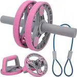 Shopeleven Adjustable Ab Roller No Floor Damage Wheel With Knee Mat Multi-purpose Unisex Roller Weight Loss Workout Slip-Proof Beginner Friendly Excercise Manual