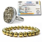 DVISHA Natural Pyrite Bracelet With Lab Test Certificate and Original Pyrite Stone Ring - Certified Piride - for Money, Abundance, Wealth, Success and Prosperity - Natural Pirate Crystal Ring For Men Women