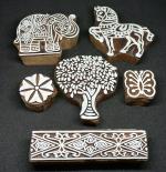 Reniq 11Kk Wooden Printing Blocks Stamps Artistic Shapes Craft Kids Saree Border