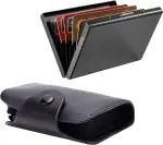 StealODeal Black Leatherite Case With Full Limited Edition 15 Card Holder (Set Of 2)