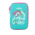 Smily Kiddos Single Compartment Light Blue Magic Unicorn Ethylene Vinyl Acetate Zipper Pencil Case for Boys and Girls