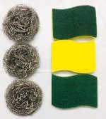 SHOP BY ROOM Steel Scrub and Scrub Sponge Combo - Set of 6