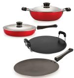 Nirlon 4 pcs of Red and Black Non-stick Kitchen Cooking Utensil Combo Set