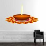 Decor Villa DIWALI DEEPAK Wall Sticker & Decal (PVC Vinyl,Size-58 Cm X 33 Cm)