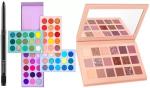 Bingeable Kajal And 4 In 1 Color Board Eye Shadow Makeup Palette Nude Edition 18 (Set Of 3)