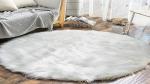 Vivify luxe Luxury Fluffy Anti Skid Area Rugs Furry Rug for Bedroom Faux Fur Sheepskin Nursery Rugs Fur Carpet for Kids Room Living Room Home Decor Floor Mat Round 3 x 3 Fit