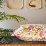 Urban Space 200TC Pure Cotton Bedsheet for King Fitted Bed with 2 Pillow Covers, Elastic Fitted Bedsheets King Size Bed - 78 x 72 Inches, Cream Floral