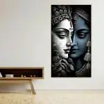 CREATIVEDECORE Shree-Krishna-Radha-Illustration Canvas Wall Painting For Living Room, Bedroom, Office. | Size-(18x36)