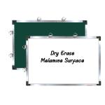 ALKOSIGN Crystal Series (1.5ft x 2ft) Non-Magnetic White Board and Green Chalk Board Double Sided/Writing Board for Study Room/ Dry Erase Marker Board for kids, Home & Office