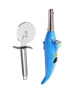 FIRST FRONT Stainless Steel SS Pizza Cutter With Dolphine Shape Electric Gas Lighter and (Multicolour, Pack of 2)