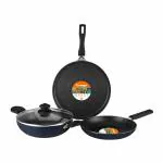 Orange Aluminium Non-Stick Induction Cookware Set with Glass Lid 3 pcs