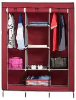 YIWU store Foldable Almirah Foldable Collapsible Wardrobe for Clothes (Do-It-Yourself) Maroon Yiwu-Almirah05