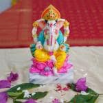 Chaque Decor Marble Dust Lakshmi Ganesha murti Idol Set for Puja Home Decoration | Hindu Idols Ganesh Laxmi Statue for Diwali Pooja | 9 Inchs, Multicolour