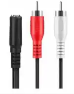 Tech Gear TV-out Cable 3.5mm Female to 2RCA Male Stereo Cord AV Adapter (Black, For TV)